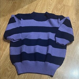 Women's Navy and Purple Striped Sweater